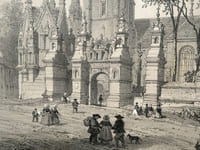 Lithographie originale. Eglise de Saint Thégonnec. (Finistère) Bretagne contemporaine