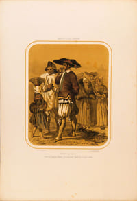 Lithographie originale. Bourg de Batz. Toilette des dimanches ordinaires. Nantes et la Loire-inférieure (1850)