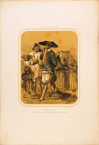 Lithographie originale. Bourg de Batz. Toilette des dimanches ordinaires. Nantes et la Loire-inférieure (1850)