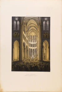 Lithographie originale. Eglise Saint Nicolas (Nantes). Cérémonie de bénédiction.Nantes et la Loire-inférieure (1850)