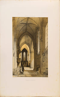 Lithographie originale. Intérieur de l'église saint Jacques. Nantes. Nantes et la Loire-inférieure (1850)