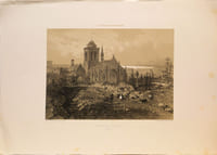 Lithographie originale. Eglise de Locronan. Finistère.Bretagne contemporaine 1864