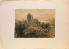 Lithographie originale. Eglise de Locronan. Finistère.Bretagne contemporaine 1864. Félix Benoist Cicéri  et Philippe Benoist lithographes