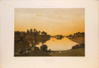 Lithographie originale. Paris. Bois de Boulogne. Le grand lac et ses cascades. Paris dans sa splendeur. 1863 ou 1868. Eugène Cicéri Guérard
