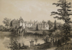 Lithographie originale. Château de la Seilleraye. Nantes et la Loire-inférieure (1850). Félix Benoist Jacottet lithographe / figures par Bayot