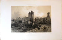 Lithographie originale. Château de Blain. Vue prise dans la cour principale (Loire-inférieure) Bretagne contemporaine.