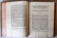 "Exercice des commerçans contenant des assertions consulaires sur l'édit du mois de novembre 1563, le titre XVI du mois d'avril 1667 ; ensemble sur l'édit du mois de janvier 1718, portant établissement d'une juridiction consulaire en la ville de Valenciennes : avec les déclarations interprétatives , & des arrêts de règlement. Des idées, projets & pareres sur la partie des lettres de change, Billets à ordre & au porteur, & sur plusieurs autres affaires de Commerce, avec différentes questions, remarques & consultations, suivies d'une chronologie des Ordonnances sur les faillites & banqueroutes. Dédié à Mgr. hue de Miroménil, garde des sceaux de France."