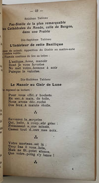 Babil infernal de Virtuose sur Thème Ebouriffant de Féerie par un Marchand d'Engrais, touriste aviateur, surnommé le Dieu de la Plume. Une Montée aux Enfers. Quatre actes. Quatre grands ballets. Vingt-cinq tableaux , dont trois Apothéoses finales, la dernière en coup de foudre imprévisible.