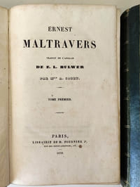 Ernest Maltravers, traduit de l'anglais  de E.L. Bulwer par Mlle A. Sobry.