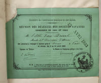 Souvenirs du Congrès des délégués des Sociétés Savantes réuni à la Sorbonne en avril 1863 / Notes, pièces diverses, rapport, travail présenté à ce Congrès, compte-rendu général, etc. etc. Dossier comprenant pièces imprimées et notes manuscrites.