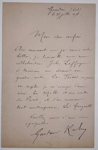 Lettre autographe signée dans laquelle il énumère ses travaux en cours.