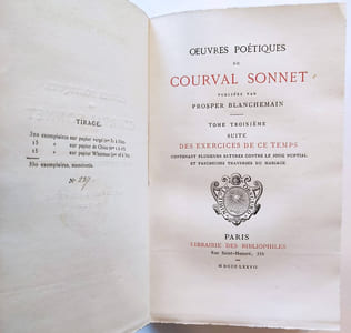 Poésies de Courval Sonnet publiées par Prosper Blanchemain. T.III seul. Suite des Exercices de ce temps, contenant plusieurs satyres contre le joug nuptial et fascheuses traverses du mariage.