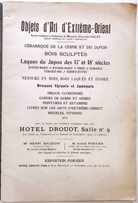 Objets d'art d'Extrême Orient. Collection Alexandre Halot, consul général du Japon à Bruxelles. Catalogue de Vente, Drouot, salle 9, du 23 au 26 novembre 1927