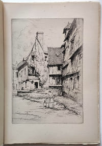 Gazette des Beaux-Arts Juillet 1913. Gravure originale Clarence Gagnon Eau-forte originale : Une rue à Caudebec