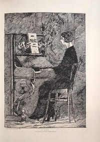 Gazette des Beaux-Arts Avril 1914. Eau-forte originale de Jules Flandrin d'après son tableau : Le piano