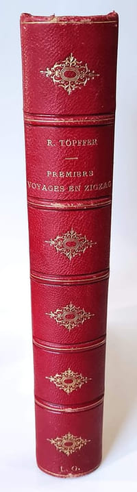Premiers voyages en zigzag ou excursions d'un pensionnat en vacances dans les cantons suisses et sur le revers italien des Alpes par R. Töpffer illustrés d'après les dessins de l'auteur, d'un grand nombre de vignettes dans le texte par MM. Calame, Girardet, Français, d'Aubigny etc. septième édition