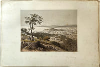 Lithographie originale en couleurs. Vue générale de Nice depuis le mont Alban. Tirage d'essai signé par Cicéri. (Le port, Saint-Roch, Riquier)