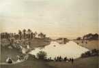 Lithographie originale. Paris. Bois de Boulogne. Le grand lac et ses cascades. Paris dans sa splendeur. 1868. Tirage d'essai avant la lettre.. Eugène ...