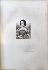 Gravure sur acier issue des Galeries historiques de Versailles : Eléonore d'Autriche, reine de Portugal puis de France