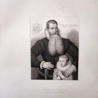 Gravure sur acier issue des Galeries historiques de Versailles : Charles de Condé et son fils Jean de Condé