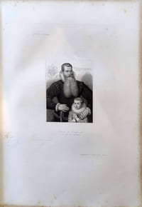 Gravure sur acier issue des Galeries historiques de Versailles : Charles de Condé et son fils Jean de Condé
