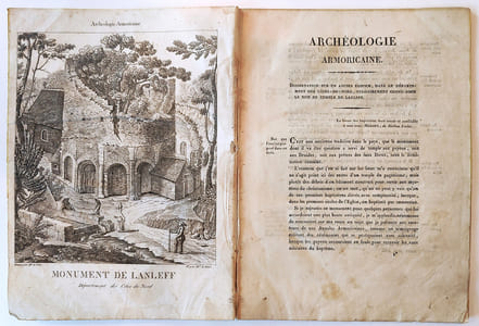 Réunion de deux plaquettes : Archéologie armoricaine : Dissertation sur un ancien édifice, dans le département des côtes du nord, vulgairement connu sous le nom de Temple de Lanleff / Médailles armoricaines.