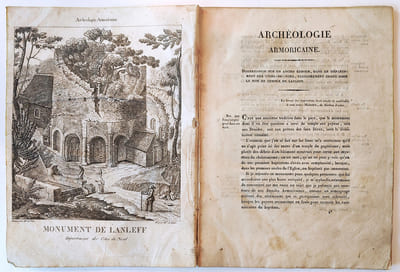Réunion de deux plaquettes : Archéologie armoricaine : Dissertation sur un ancien édifice, dans le département des côtes du nord, vulgairement connu sous le nom de Temple de Lanleff / Médailles armoricaines.