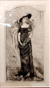 La jeune fille et la mort. Gravure à l'eau-forte et pointe sèche