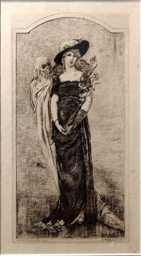 La jeune fille et la mort. Gravure à l'eau-forte et pointe sèche