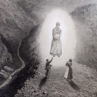 Lithographie originale en couleurs tirée de l'Album du pèlerin à Notre- Dame de la Salette. Assomption de Notre-Dame de la Salette sur le plateau appelé Mont-sous-les-Baisses (planche N°7)