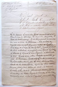 "Rapport autographe signé du futur Maréchal Foch alors Colonel au 35ème Régiment de Vannes. Un soldat en bordé vers une ""maison de tolérance"" coupe l'oreille d'un civil d'un coup de sabre."