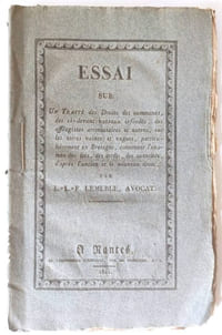 Essai sur un traité des droits des communes, des ci-devant vassaux inféodés, des inféagistes arrentataires et autres, sur les terres vaines et vagues, particulièrement en Bretagne, contenant l'examen des lois, des arrêts, des autorités, d'après l'ancien et le nouveau droit