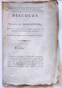 Discours de Maximilien Robespierre, prononcé dans la séance du septidi 7 prairial, an deuxième de la république  une et indivisible. Imprimé par ordre de la convention nationale.
