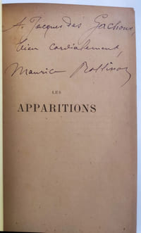 Les Apparitions. Envoi autographe à Jacques des Gachons