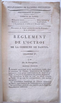 Règlement de l'octroi de la commune de Nantes, département de la Loire-Atlantique