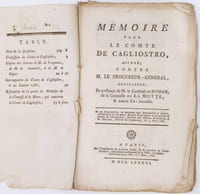 "Affaire du Collier : Mémoire pour le Comte de Cagliostro, accusé ; contre M. Le procureur-général, accusateur, en présence de M. Le Cardianal de Rohan, de la Comtesse de La Motte & autres Co-accusés"