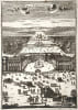 Vue du ch&acirc;teau de Versailles (perspective des fontaines) tir&eacute;e de La Description de l'univers (1683) par Manesson Mallet. Manesson Mallet Alain