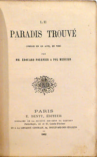 Le paradis trouvé, comédie en 1 acte en vers