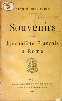 Souvenirs d'un journaliste Français à Rome
