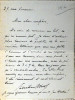 Lettre autographe signée à Gaston Picard. Voirol (pseudo de G. H. Lundqvist) Sébastien .