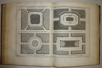 La théorie et la pratique du jardinage, ou l'on traite a fond des beaux jardins, appelés communément les jardins de propriété, comme sont les parterres, les bosquets, les boulingrins, etc. contenant plusieurs plans et dispositions générales de jardins… avec la manière de dresser un terrain, de le couper en terrasses et d'y tracer et exécuter toutes sortes de desseins, suviant les principes de la géométrie…