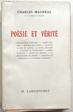 Poésie et Vérité.. MAURRAS (Charles).