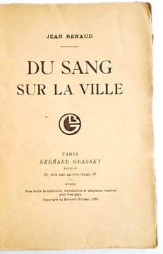 Du sang sur la ville.. RENAUD (Jean).