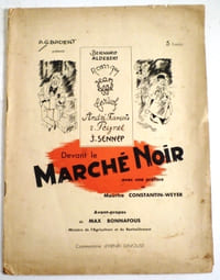 Devant le Marché noir. Recueil de caricatures de B. Aldebert, R. Carrizey, J. Effel, Farinole, A. François, R. Peynet, J. Sennep. Commentaire d'Henri Davoust.