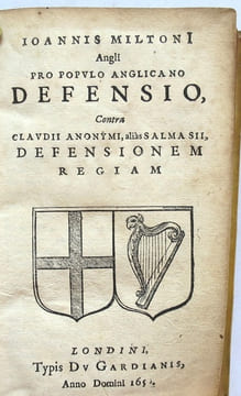 Pro populo Anglicano Defensio, contra Claudii Anonymi, alias Salmasii, Defensionem Regiam.. MILTON (John).