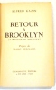 Retour à Brooklyn.Préface de Marc Bernard..  KAZIN (A.).