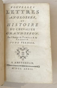 NOUVELLES LETTRES ANGLAISES, ou Histoire du chevalier Grandisson. Par l'auteur de Paméla & de Clarisse.