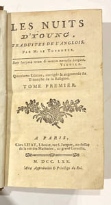 LES NUITS D'YOUNG. Traduites de l'anglais par Le Tourneur.