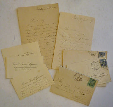2 lettres autographes, 3 pages + 3 cartes de visite. Enveloppes timbrées jointes.. GERVAIS (Alfred).