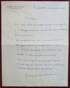 Lettre signée, 1 page.